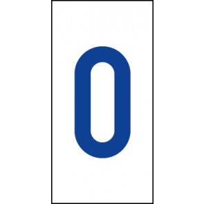 Schild Einzelziffer 0 | blau · weiß selbstklebend