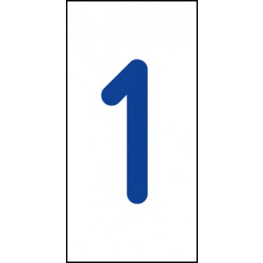Schild Einzelziffer 1 | blau · weiß selbstklebend