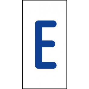 Aufkleber Einzelbuchstabe E | blau · weiß