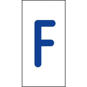 Aufkleber Einzelbuchstabe F | blau · weiß