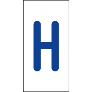 Aufkleber Einzelbuchstabe H | blau · weiß