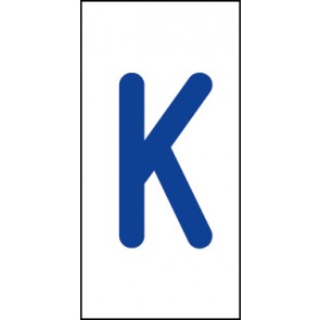 Magnetschild Einzelbuchstabe K | blau · weiß