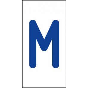 Schild Einzelbuchstabe M | blau · weiß selbstklebend