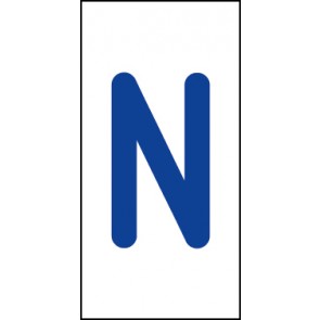 Aufkleber Einzelbuchstabe N | blau · weiß | stark haftend