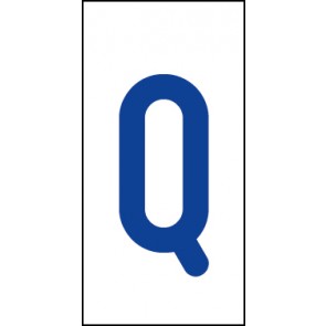 Aufkleber Einzelbuchstabe Q | blau · weiß | stark haftend