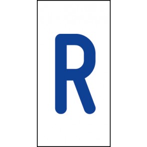 Schild Einzelbuchstabe R | blau · weiß selbstklebend
