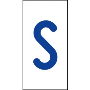 Schild Einzelbuchstabe S | blau · weiß selbstklebend