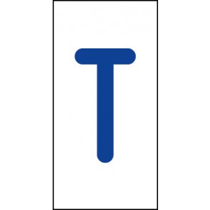 Aufkleber Einzelbuchstabe T | blau · weiß