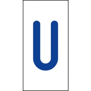 Schild Einzelbuchstabe U | blau · weiß selbstklebend