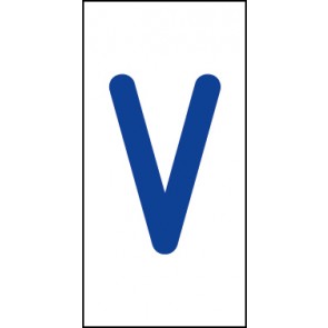 Magnetschild Einzelbuchstabe V | blau · weiß
