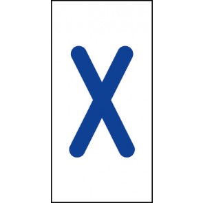 Aufkleber Einzelbuchstabe X | blau · weiß