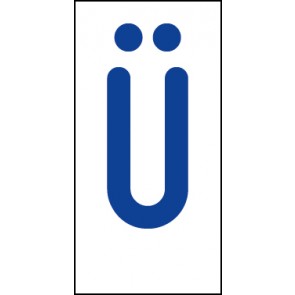 Schild Einzelbuchstabe Ü | blau · weiß selbstklebend