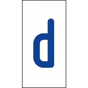 Schild Einzelbuchstabe d | blau · weiß