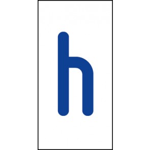 Schild Einzelbuchstabe h | blau · weiß
