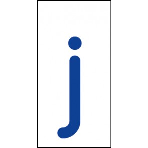 Schild Einzelbuchstabe j | blau · weiß selbstklebend