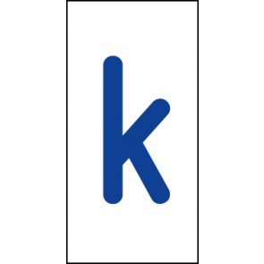 Aufkleber Einzelbuchstabe k | blau · weiß