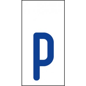 Magnetschild Einzelbuchstabe p | blau · weiß
