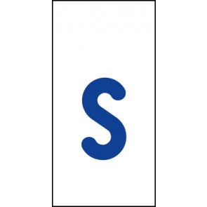 Schild Einzelbuchstabe s | blau · weiß selbstklebend
