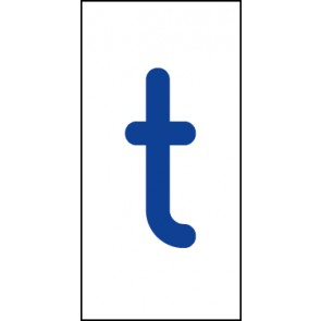 Schild Einzelbuchstabe t | blau · weiß selbstklebend