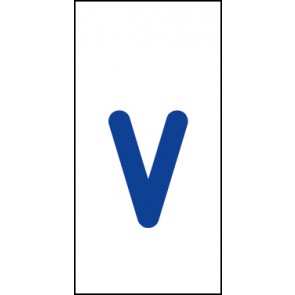 Magnetschild Einzelbuchstabe v | blau · weiß