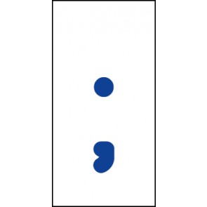 Schild Sonderzeichen Strichpunkt | blau · weiß selbstklebend