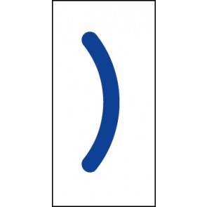 Schild Sonderzeichen Klammer zu | blau · weiß selbstklebend