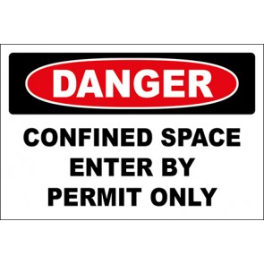 Hinweisschild Confined Space Enter By Permit Only · Danger