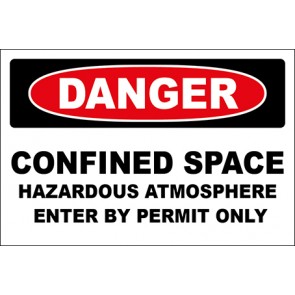 Hinweisschild Confined Space Hazardous Atmosphere Enter By Permit Only · Danger