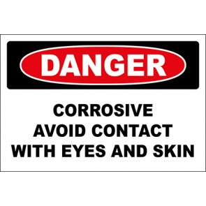 Hinweisschild Corrosive Avoid Contact With Eyes And Skin · Danger