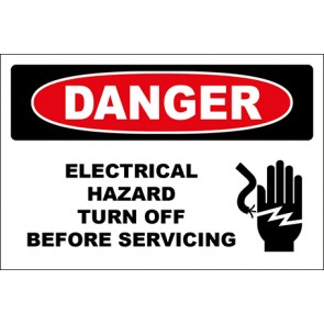 Aufkleber Electrical Hazard Turn Off Before Servicing · Danger · OSHA Arbeitsschutz