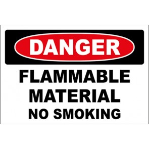 Hinweisschild Flammable Material No Smoking · Danger