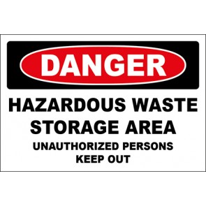 Hinweisschild Hazardous Waste Hazardous Waste Storage Area · Danger · OSHA Arbeitsschutz