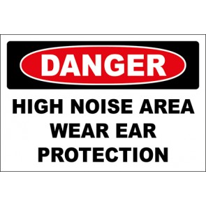 Hinweisschild High Noise Area Wear Ear Protection · Danger | selbstklebend