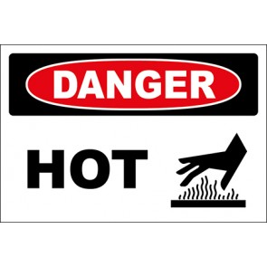 Hinweisschild Hot With Picture · Danger | selbstklebend