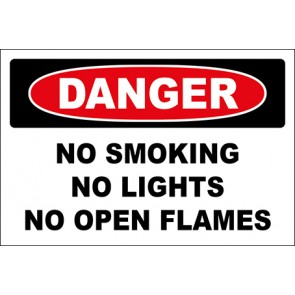 Hinweisschild No Smoking No Lights No Open Flames · Danger | selbstklebend