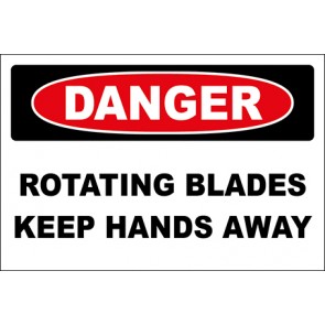 Hinweisschild Rotating Blades Keep Hands Away · Danger · OSHA Arbeitsschutz