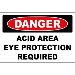 Aufkleber Acid Area Eye Protection Required · Danger · OSHA Arbeitsschutz