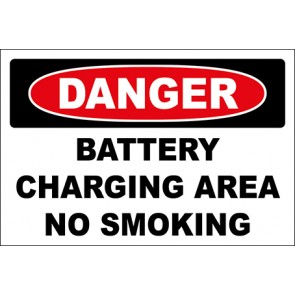 Magnetschild Battery Charging Area No Smoking · Danger