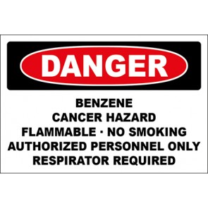 Hinweisschild Benzene Cancer Hazard · Danger · OSHA Arbeitsschutz