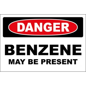 Hinweisschild Benzene May Be Present · Danger · OSHA Arbeitsschutz