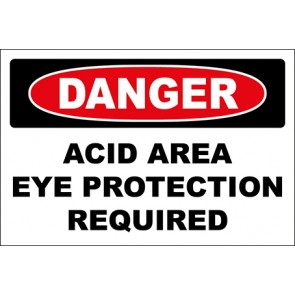 Magnetschild Acid Area Eye Protection Required · Danger · OSHA Arbeitsschutz