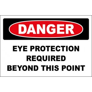Aufkleber Eye Protection Required Beyond This Point · Danger | stark haftend