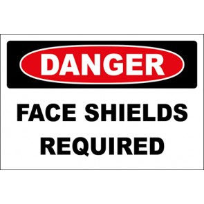 Hinweisschild Face Shields Required · Danger | selbstklebend