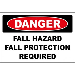 Hinweisschild Fall Hazard Fall Protection Required · Danger · OSHA Arbeitsschutz