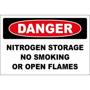 Magnetschild Nitrogen Storage No Smoking Or Open Flames · Danger · OSHA Arbeitsschutz