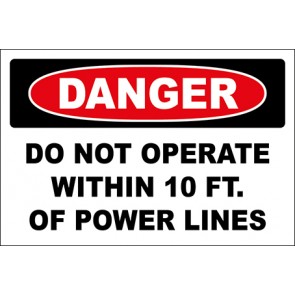 Magnetschild Do Not Operate Within 10 Ft. Of Power Lines · Danger