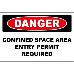 Hinweisschild Confined Space Area Entry Permit Required · Danger | selbstklebend