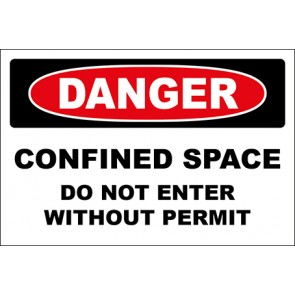 Hinweisschild Confined Space Do Not Enter Without Permit · Danger | selbstklebend