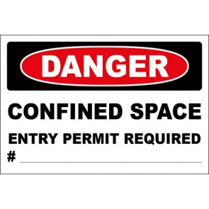Hinweisschild Confined Space Entry Permit Required # ·  Danger | selbstklebend