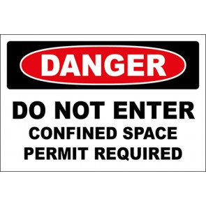 Hinweisschild Do Not Enter Confined Space Permit Required · Danger | selbstklebend